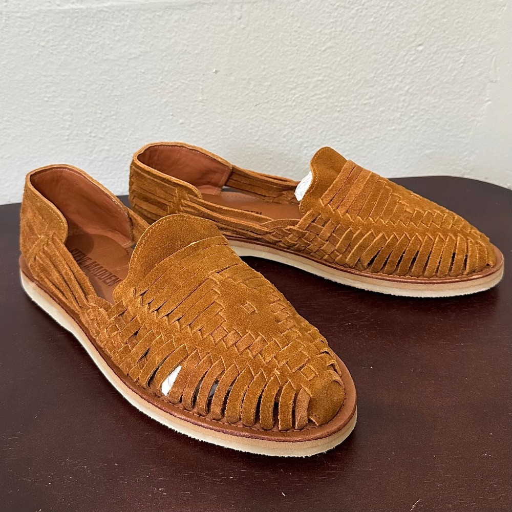 Steve Madden Zinc Cognac Brown Suede Woven Huarache Loafers Mens 10M New